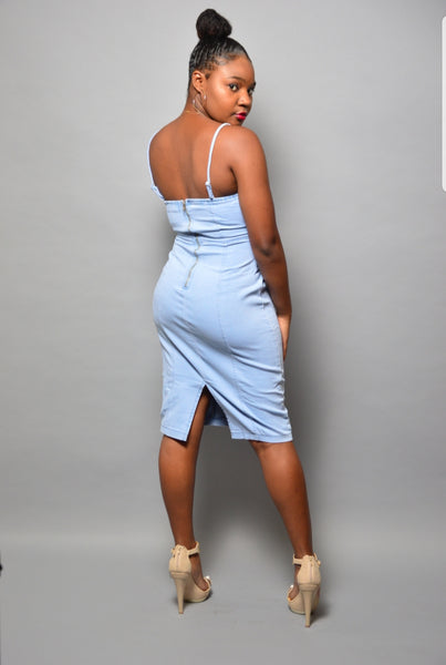 Front Tie Denim Dress