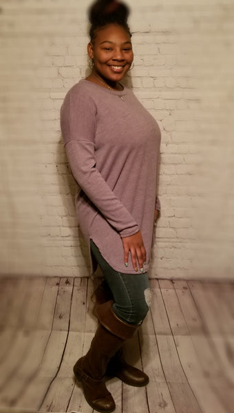 Purple Bean Sweater Tunic Dress