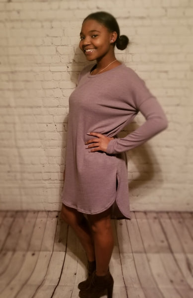 Purple Bean Sweater Tunic Dress