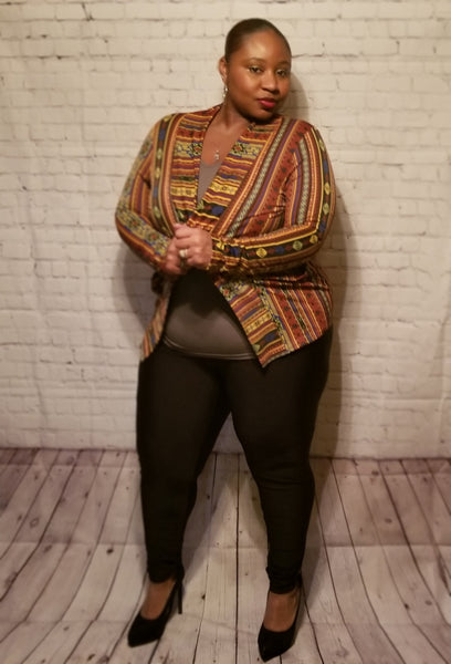 PLUS-Multicolor Aztec Cardigan