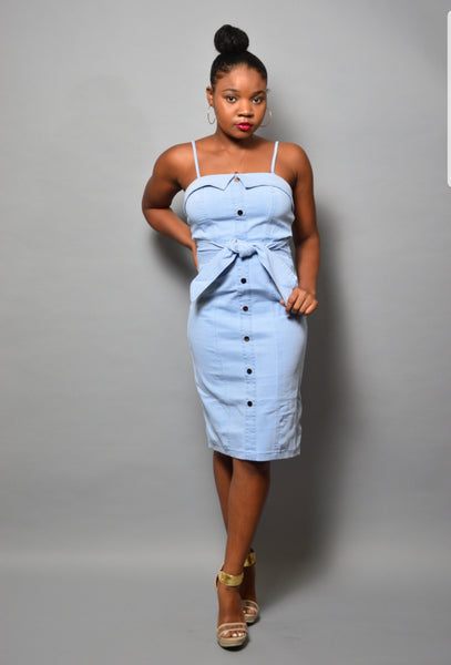 Front Tie Denim Dress