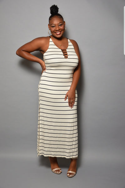 Slit Stripe Dress