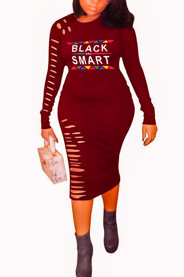 Wine Black & Smart Slit Dress