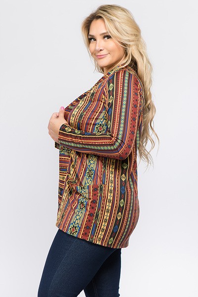 PLUS-Multicolor Aztec Cardigan