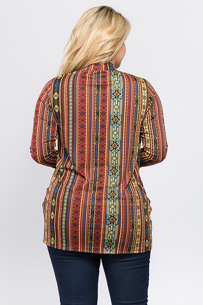 PLUS-Multicolor Aztec Cardigan