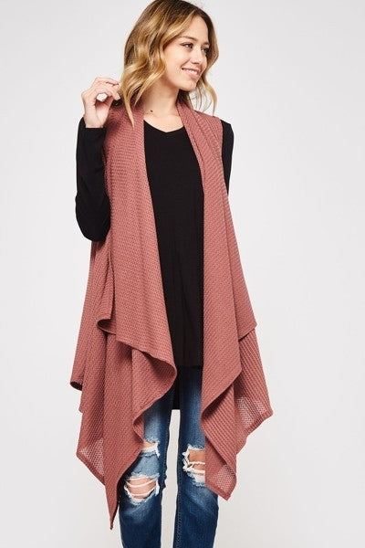 Burgundy Knit Long Vest