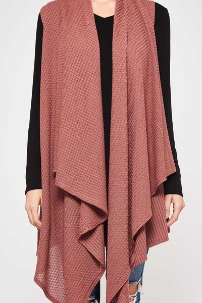 Burgundy Knit Long Vest