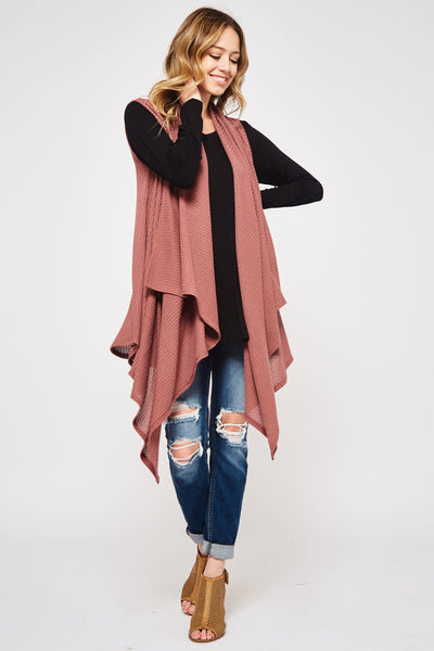 Burgundy Knit Long Vest