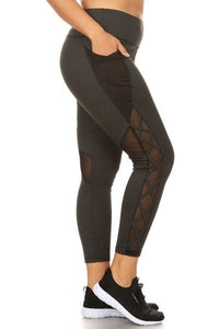 Plus- Charcoal High Waist Sport Leggings