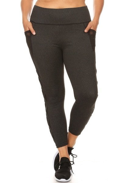 Plus- Charcoal High Waist Sport Leggings